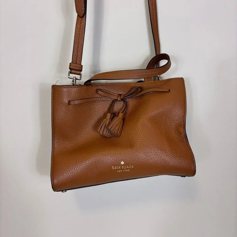 Kate Spade Brown Pebbled Leather Satchel‎ Crossbody Purse